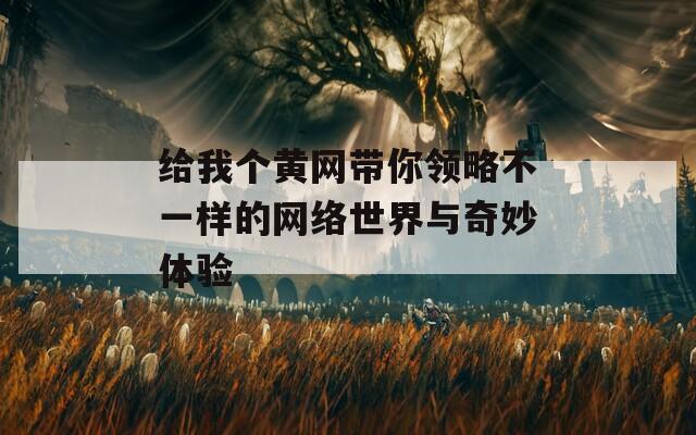 给我个黄网带你领略不一样的网络世界与奇妙体验