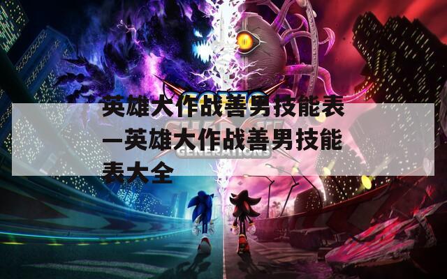 英雄大作战善男技能表—英雄大作战善男技能表大全