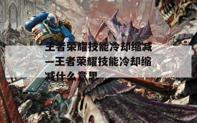 王者荣耀技能冷却缩减—王者荣耀技能冷却缩减什么意思