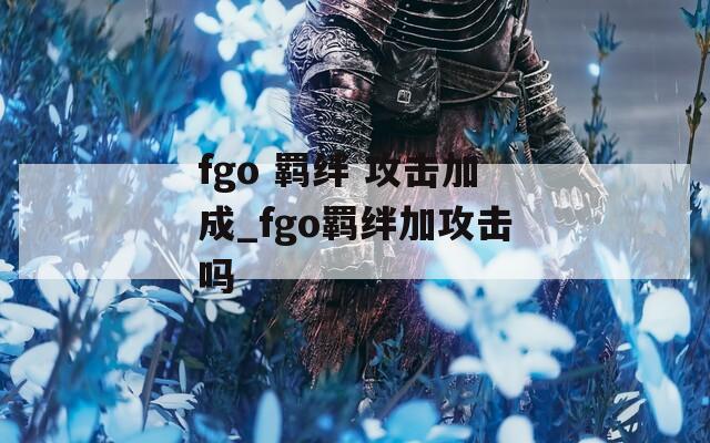 fgo 羁绊 攻击加成_fgo羁绊加攻击吗
