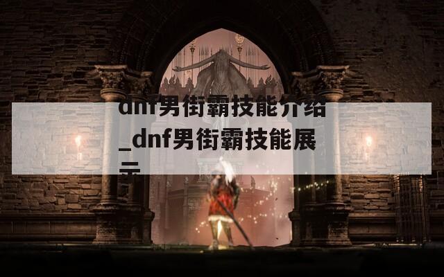 dnf男街霸技能介绍_dnf男街霸技能展示