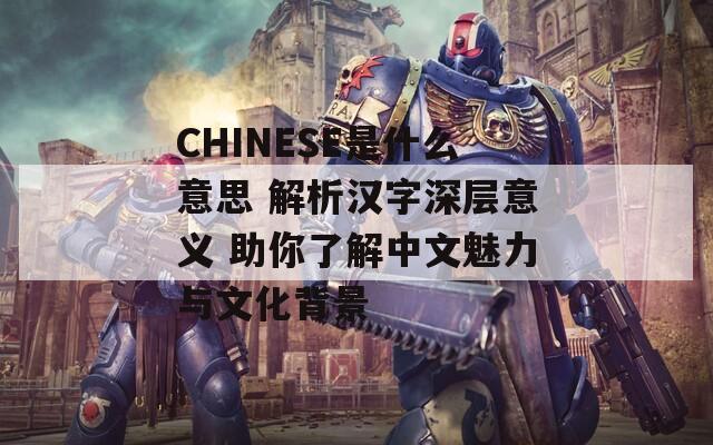 CHINESE是什么意思 解析汉字深层意义 助你了解中文魅力与文化背景